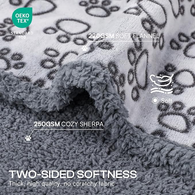 Luciphia Waterproof Pet Blankets for Couch Sofa Bed Cover Liquid Pee Proof Washable Soft Fluffy Large Dog Blanket Reversible Furniture Protection Paw Grey X-Large（85" x 57"） | Soft Print Pet Blanket Washable Pee Proof, Furniture Protector for Couch Sof... - Image 2