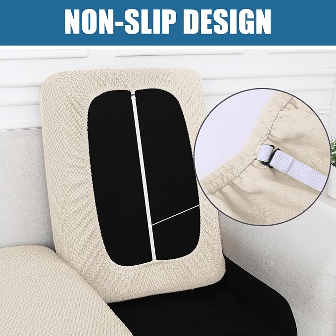 Smiry Waterproof Couch Cushion Covers, Non Slip Seat Cushion Covers | Stretch Jacquard Sectional Sofa Slipcover, Washable Elastic Furniture Protector for Pets, Kid, 2 Pieces, Apricot - Image 3
