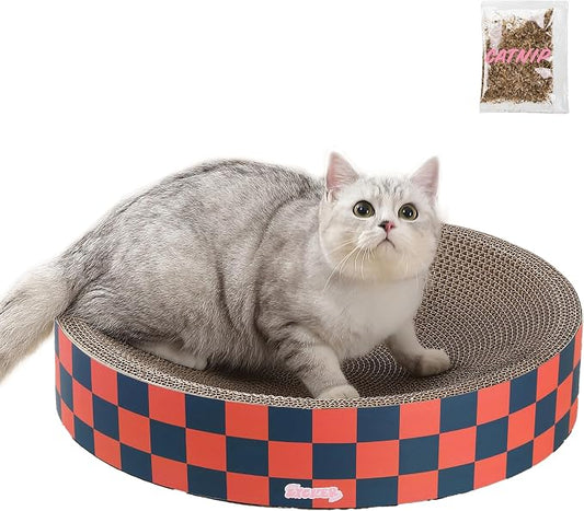 CSR1010D Nelson 20.13" Modern Cardboard Round Bowl Cat Scratcher with Catnip, Berry Cherry by THELICKERSTORE