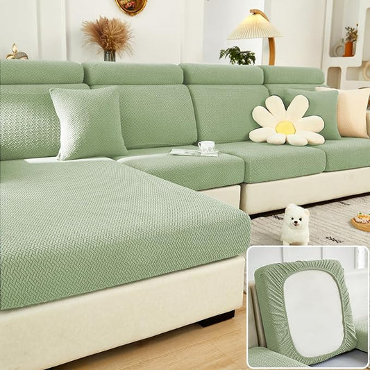 Couch Cushion Covers & Couch Cover for Sectional Sofas, Reversible Non-Slip Sofa Slipcovers, Washable Pet Proof Home Decor Protector (Fruit Green, 3 Seats + Chaise Cover) by Unknown