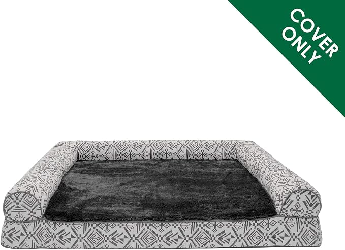 Furhaven Replacement Dog Bed Cover Plush & Southwest Kilim Décor Sofa-Style, Machine Washable - Boulder Gray, Large - Image 2