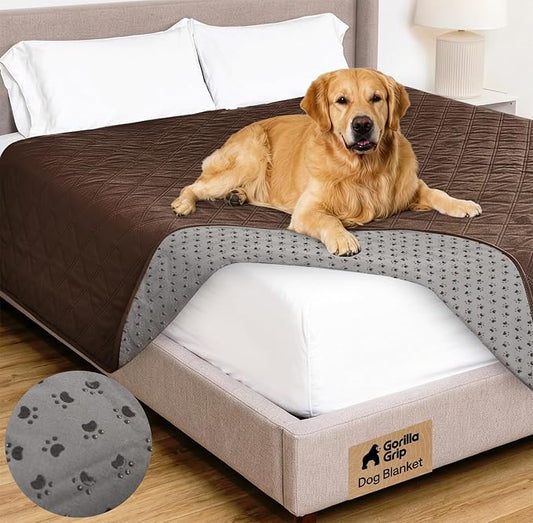 GORILLA GRIP® Waterproof Dog Blanket, 102x82, Leakproof Couch Cover for Dogs, Silicone Grip Backing, Protects Sofa, Sectional, Bed, Crate, Car & RV, Tear-Resistant Washable Senior Pet Blanket, Brown by Unknown