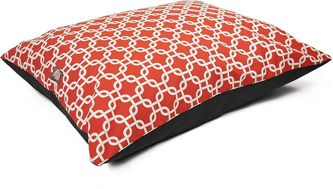 Majestic Pet Medium Dog Bed Washable Non Slip Comfy Rectangle Pet Bed Super Value PillowKennel Dog Bed for Medium Breed Sleeping - Multipurpose 35 x 28 Inch Links Red by MajesticPet