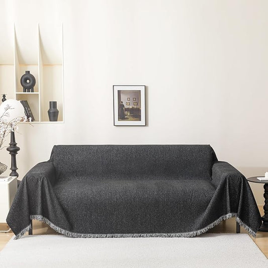 MEETSKY Black Couch Covers for 3 Cushion Couch Sofa Recliner Couch Cover L Shape Sofa Cover Sofa Slipcovers Washable Thick Couch Protector for Pets,Kids, 91" x 118", Black by MEETSKY