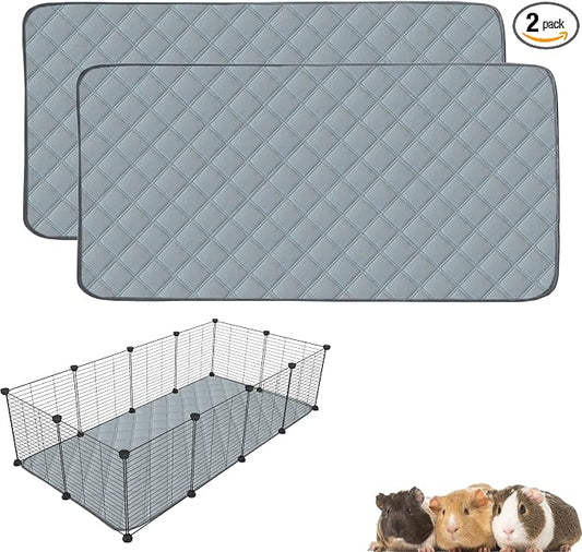 2 Pack Guinea Pig Cage Liners for C&C 2x4 Habitat Washable Guinea Pig Bedding Super Absorbent | Waterproof | Non Slip| Reusable Guinea Pig Pee Pads for Small Animals Cages - 57.1" x 27.6" by Mooydee
