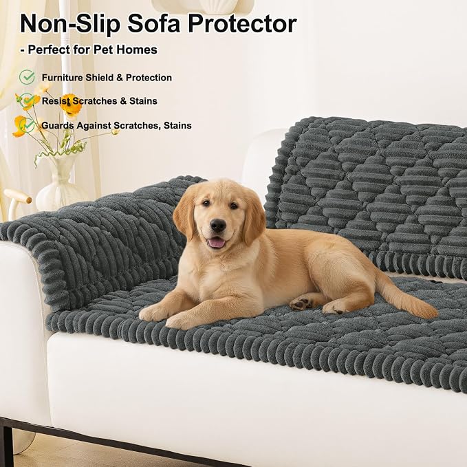 Smiry Couch Cover for Dogs Washable, Non Slip Fuzzy Pet Sofa Protector | Soft Thick Furniture Cover for Sofa, Loveseat and Sectional, Scratch & Pet Hair Resistant (Dark Grey, 35.4" x 70.9") - Image 11