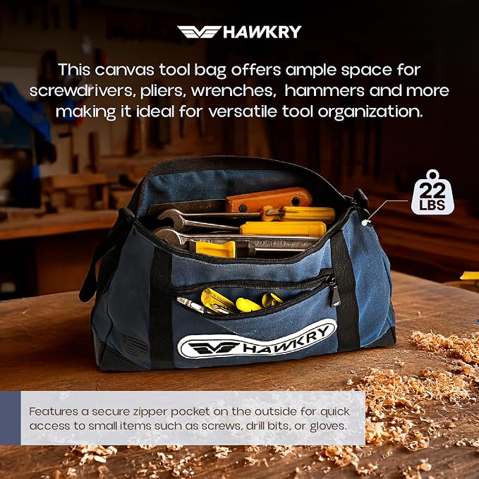 HAWKRY Heavy Duty Canvas Tool Bag – Waterproof Canvas Zipper Pouch, Garden Tool Bag, Construction Bags Heavy Duty, Small Zipper Pouch, Motorcycle Tool, Multipurpose Fishing Bag - Image 6
