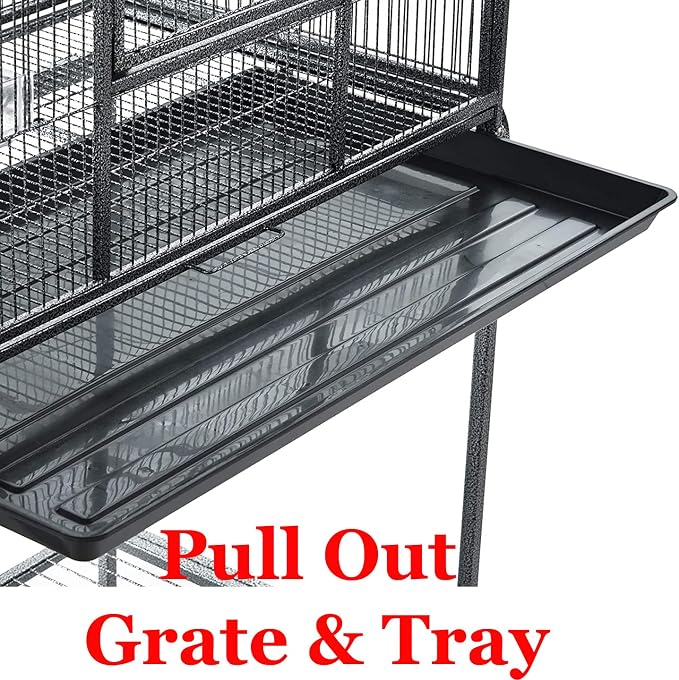 64" Extra Large Wrought Iron Side Nesting Box Doors Flight Breeding Canary Parakeet Cockatiel Lovebird Finch Bird Cage Easy Clean Pull Out Tray with Removable Rolling Stand - Image 6