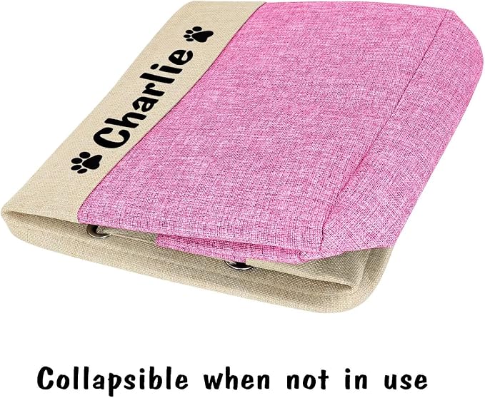 PET ARTIST Collapsible Dog Toy Storage Basket Bin with Personalized Pet's Name - Rectangular Storage Box Chest Organizer for Dog Toys,Clothing,Apparel & Accessories (Pink Big One) - Image 5