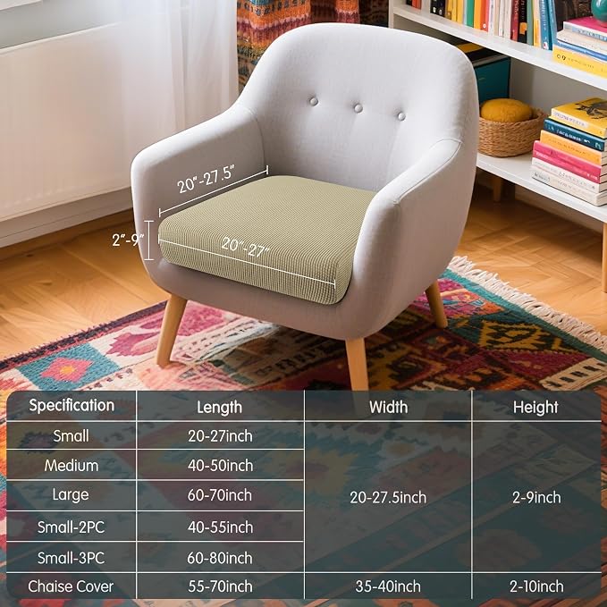 Hokway Couch Cushion Covers Stretch Cushion Covers Sofa Seat Cushion Slipcover Cushion Protector(Sand, Small) - Image 3