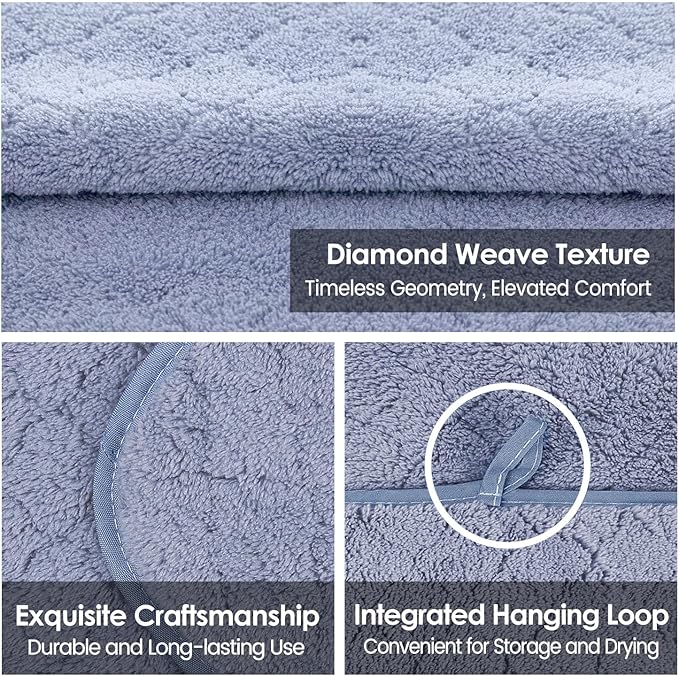 JML Bath Towels, Pack of 4, 30"x60", Large, Blue | Hanging Loop, Super Soft, Absorbent, Lint Free, Fade Resistant, Lightweight, Quick Dry, Use for SPA , Sauna, Salon Hair Wrap - Image 3