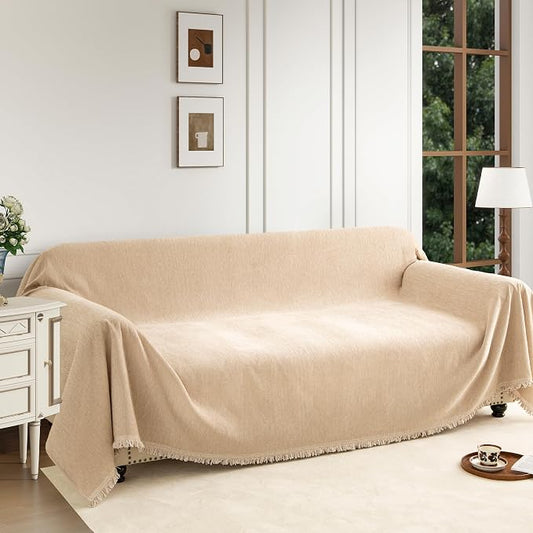 Couch Cover for 3 Cushion Couch Sofa Pet Friendly, Chenille Sectional L Shaped Sofa Cover Washable for Dogs Cats Kids, Leather Furniture Protector Slipcover Decor for Living Room, 91"x134" by Unknown