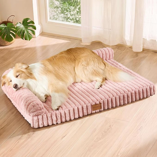 Orthopedic Calming Large Dog Bed Pet Sofa Bed 48''X30'' Pink | 2-Sided Pet Couch Large Sized Dog, Soft Egg-Crate Foam Dog Mat, Waterproof Removable Washable Cover, Nonskid Bottom Cat Bed by Unknown