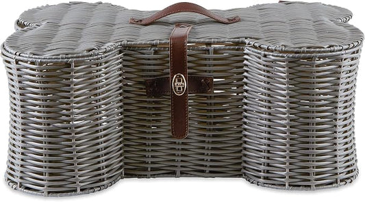 Bone Dry Pet Storage Collection Toy Basket, Medium, 21x13x8", Gray Plastic Wicker by BoneDry