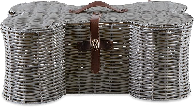 Bone Dry Pet Storage Collection Toy Basket, Small, 17.5x11x7.5", Gray Plastic Wicker by BoneDry
