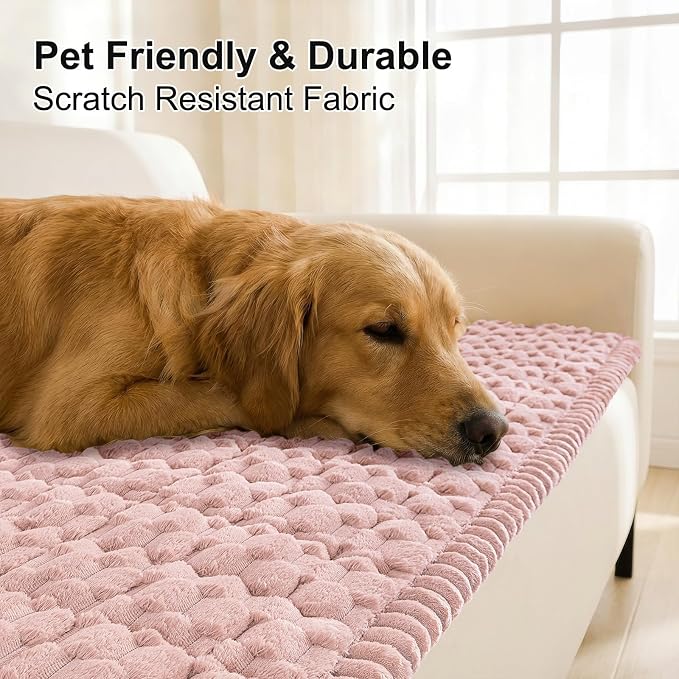 Smiry Non Slip Couch Covers for Dogs, Scratch Resistant Pet Sofa Protector | Machine Washable Soft Fuzzy Thick Furniture Cover for Sofa Loveseat Sectional Large Dogs, Dusty Rose, 27.6" x 70.9" - Image 3
