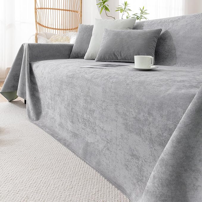 VClife Couch Covers Anti Scratch Sofa Covers for 2 Cushion Couch Sofa, Waterproof Pet Couch Cover for Dog Cat, Washable Couch Slipcover Modern Gray Sofa Cover Throw Furniture Protector, 71"X102" - Image 8