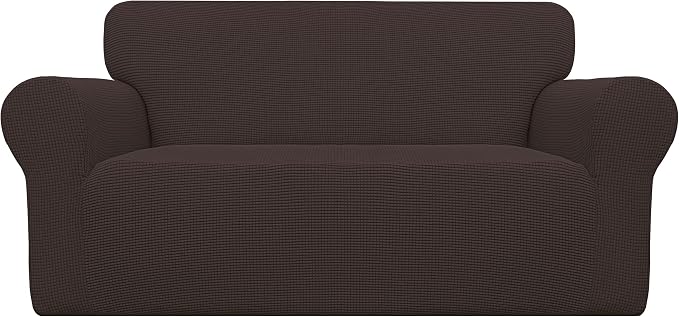 Easy-Going Stretch Oversized Loveseat Couch Covers Washable Chocolate | 1-Piece Large Loveseat Cover for 2 Cushion Couch Furniture Protector RV Sofa Slipcover Soft with Bottom for Kids Pets by Easy-Going