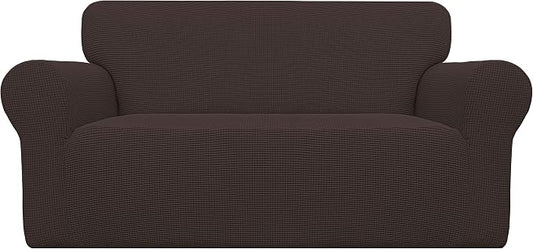 Easy-Going Stretch Oversized Loveseat Couch Covers Washable Chocolate | 1-Piece Large Loveseat Cover for 2 Cushion Couch Furniture Protector RV Sofa Slipcover Soft with Bottom for Kids Pets by Easy-Going