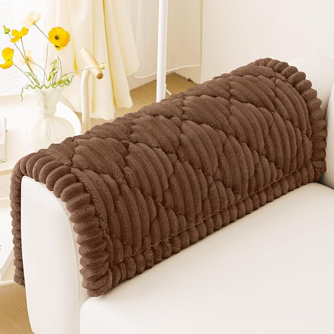 Smiry Couch Cover for Dogs Washable, Non Slip Fuzzy Pet Sofa Protector | Soft Thick Furniture Cover for Sofa, Loveseat and Sectional, Scratch & Pet Hair Resistant (Chocolate, 27.6" x 27.6") by Smiry