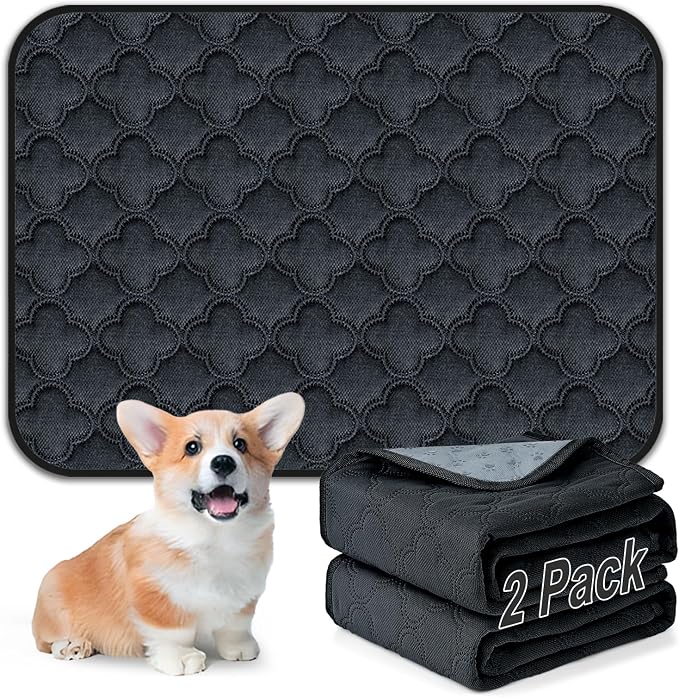 FunFurry Washable Pee Pads for Dogs - 2 Pack Reusable Pee Pads，Waterproof Puppy Pads，Pet Training Pads，Super Absorbent with Dog Paw Shape Non-Slip Backing (Dark Grey, 18" X 24" - 2 Pack) by FUNUPFURRYLIFE