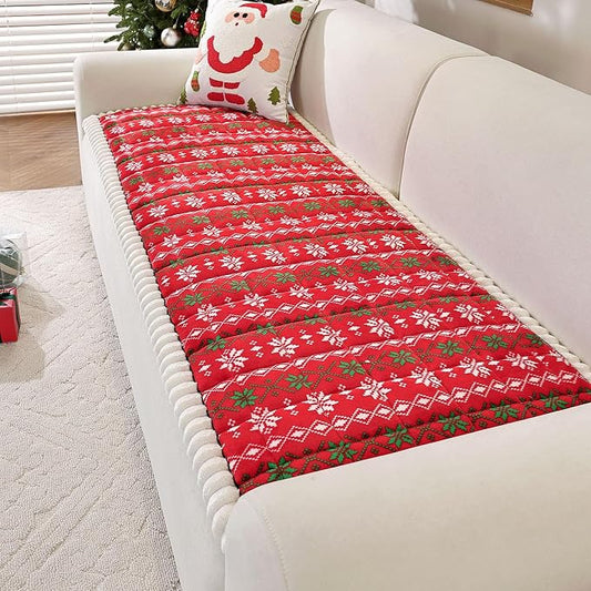 VClife Fuzzy Anti-Slip Dog Couch Cover for Christmas, Red, 27.6 x 59.1 | Soft Thick Couch Covers for 2 Cushion Couch Sofa Pet Friendly, Scratch Resistant Sofa Cover Washable Dog Furniture Protector by VCLIFE