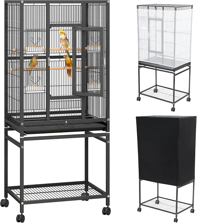YITAHOME 53 inches Bird Cages for Parakeets, Parrot, Cockatiel, Pigeon | Bird Cages for Parakeets, Parrot, Cockatiel, Pigeon, Birdcage Cover and Bird Cage Seed Catcher by YITAHOME