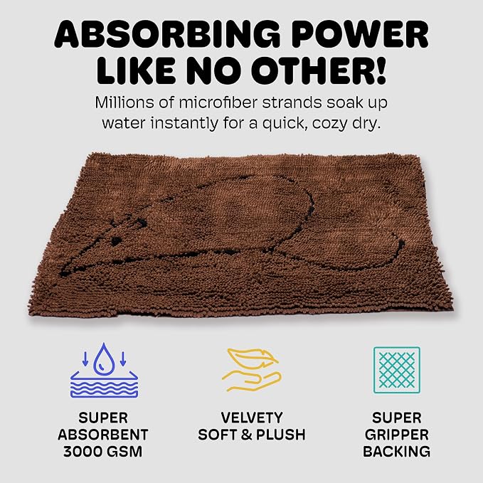 Dog Gone Smart Cat Litter Mat - Super Absorbent Microfiber - Plush Surface Traps Litter, Dirt & Moisture - Washable, Non-Slip - Built with Double Basting & Stitching for Lasting Use -Brown, 35 x 26 In - Image 3