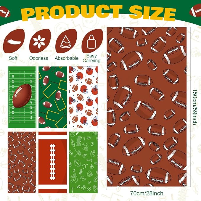 Peryiter 6 Pcs Football Oversized Microfiber Beach Towels 59 x 28 Inch Sand Free Quick Dry Large Pool Towels Absorbent Camping Travel Blanket Set for Men Bath Beach - Image 2