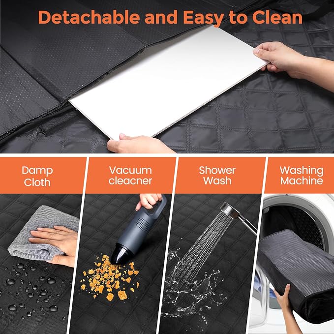 Dog Seat Cover for Back Seat,Hard Bottom Car Seat Cover for Dogs | Back Seat Extender for Dogs Holds 500lbs,Waterproof Rear Seat Pet Cover,Dog Hammock Travel Accessories for Car,SUV,Truck - Image 7
