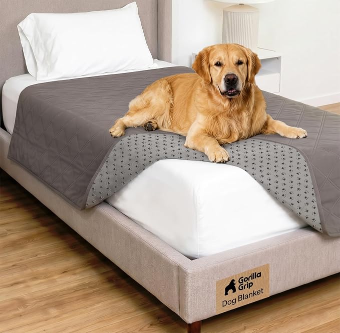 GORILLA GRIP® Waterproof Dog Blanket, 82x52, Leakproof Couch Cover for Dogs, Silicone Grip Backing, Protects Sofa, Sectional, Bed, Crate, Car & RV, Tear-Resistant Washable Senior Pet Blanket, Charcoal by Unknown