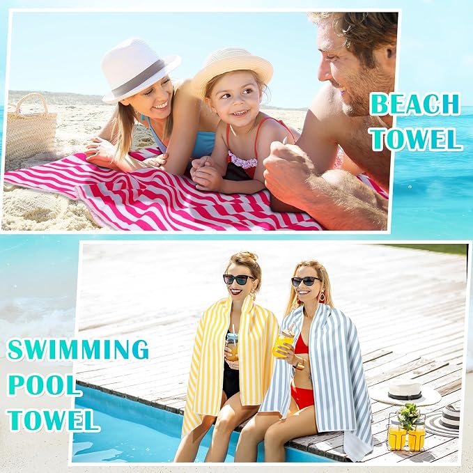 Mindsoft 12 Pack Microfiber Beach Towel Bulk Pool Towel 27.5 x 59'' Large Striped Highly Absorbent Quick Dry Soft Swim Travel Towel Bath Towel Set Cute Summer Pool Party Favor for Kid Adult, 12 Colors - Image 5