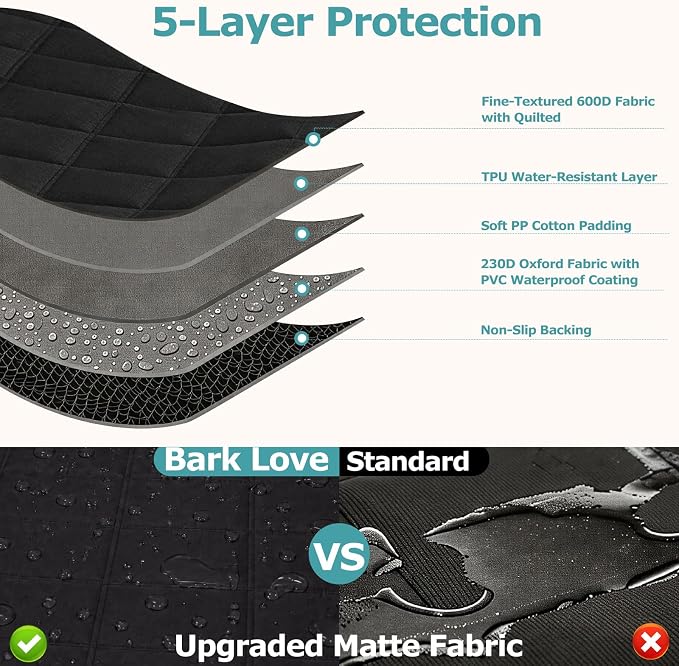 Bark Lover Dog Car Seat Covers for Back Seat, Spill-Resistant Car Seat Protector for Dogs Hammock for Cars Trucks SUV, Full Coverage Protection for Your Vehicle Interior - Image 6