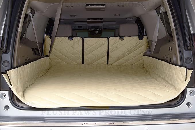 Plush Paws Products Premium Cargo Liner Protector & Bumper Flaps | Washable & Waterproof Cargo Liner Cover for Car, Truck, & SUV | Nonslip, Tear Resistant Pet Cargo Liner | X-Large Tan - Image 2