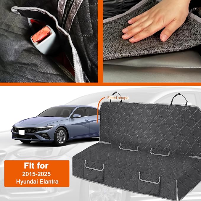 Dog Car Seat Cover for Hyundai Elantra 2015-2025 | Waterproof Pet Bench Seat Cover for Back Seat, 600D Heavy Duty Scratch Proof Nonslip Truck Seat Covers for Dogs - Image 2