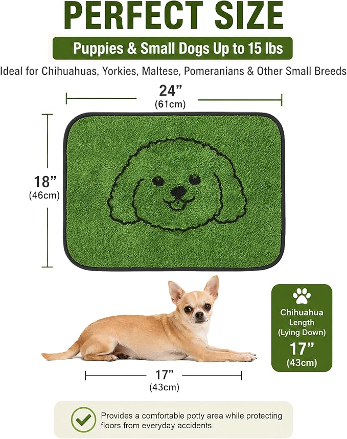 Qeils Reusable Puppy Pads , Washable Pee Pads for Dogs 18" x 24" 2 Pack | Super Absorbent & Leakproof Potty Training Pads, Plush Grass-Look With Non-Slip Backing For Crates, Playpens & Small Pets - Image 4