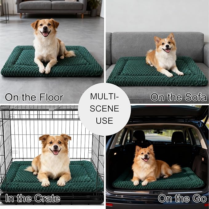 Dog Bed Mat - Dog Crate Pad - Reversible Mat for Pet Comfort - Soft Bed Crate Pads for All Seasons - Durable, Machine Washable Mat for Crates, Travel, and Home (Dark Green, 30" L*20" W*1.5" Th) - Image 6