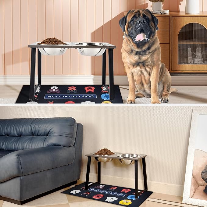 ADENGL Elevated Dog Bowls for Large & X-Large Dogs, 16" Tall Raised Stand with 2 Stainless Steel 3000ML Bowls, Slow Feeder & Spill-Proof Mat – Extra Large Dog Food & Water Bowl Set - Image 4