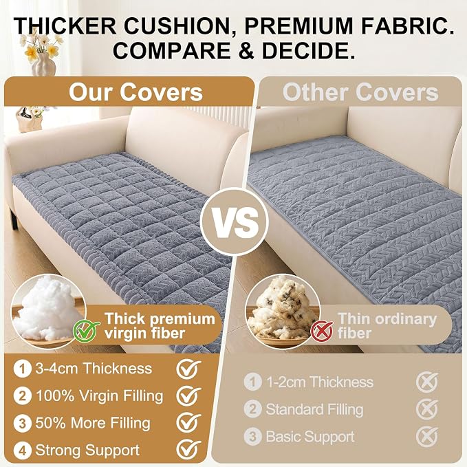 Smiry Couch Cover for Dogs, Non Slip Fuzzy Pet Sofa Covers Washable | Sofa Slipcovers for 2-3 Cushion Couch, Soft Thick Furniture Protector for Cats Dogs, Against Fur, Dirt, Scratch (35.4"x63") - Image 4