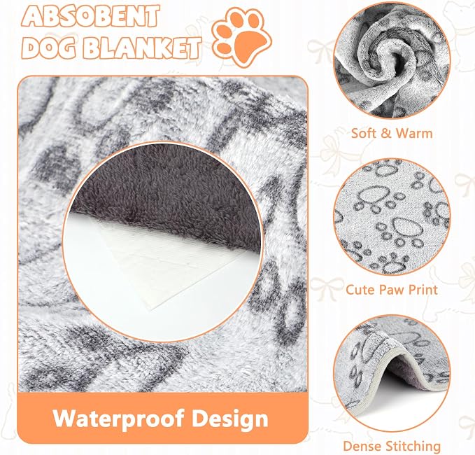 YUEPET 2 Pack Waterproof Dog Blankets, Puppy Blankets for Small Dogs & Cats | Machine Washable, Waterproof Inner Layer, Sofa Bed Cover, Reversible Fleece, 23 x 16 in, Small Dogs and Cats, Gray Coffee - Image 3