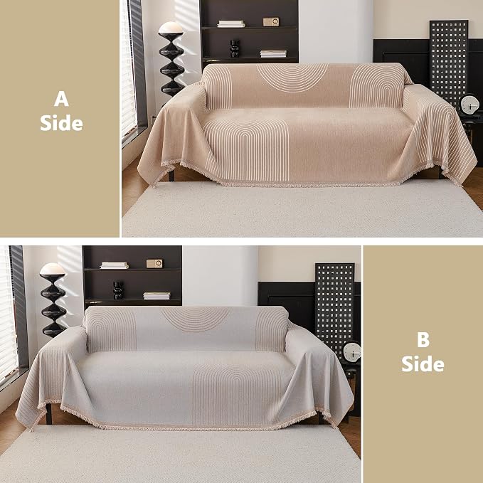 MEETSKY Couch Cover Sofa Cover Washable,Chenille Sofa Covers for 2 Cushion Couch Sofa, Sofa Slipcover Loveseat Pet Couch Covers for Sectional Sofa, 71" X118" - Image 8