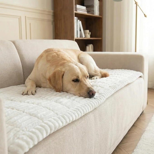 Fuzzy Pet Couch Cover for Sofa,Non Slip Sofa Cover Pet Friendly Couch Covers for Dogs Washable Protector for Pets Mat Dog Bed Mats (Off White, 27.6"x82.5") by SONNACH
