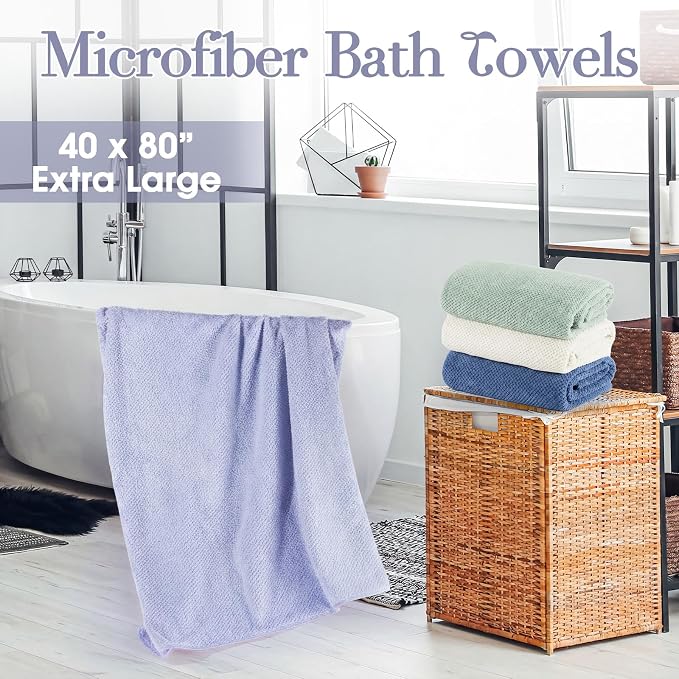Newwiee 4 Pcs Oversized Bath Towel 40'' x 80'' Bath Sheet,Fresh Colors | Fluffy Microfiber Quick Dry, Extra Large Bathroom Towel, Soft Absorbent Adult Shower Sheet, Fall Halloween Decor, Spa Beach - Image 7