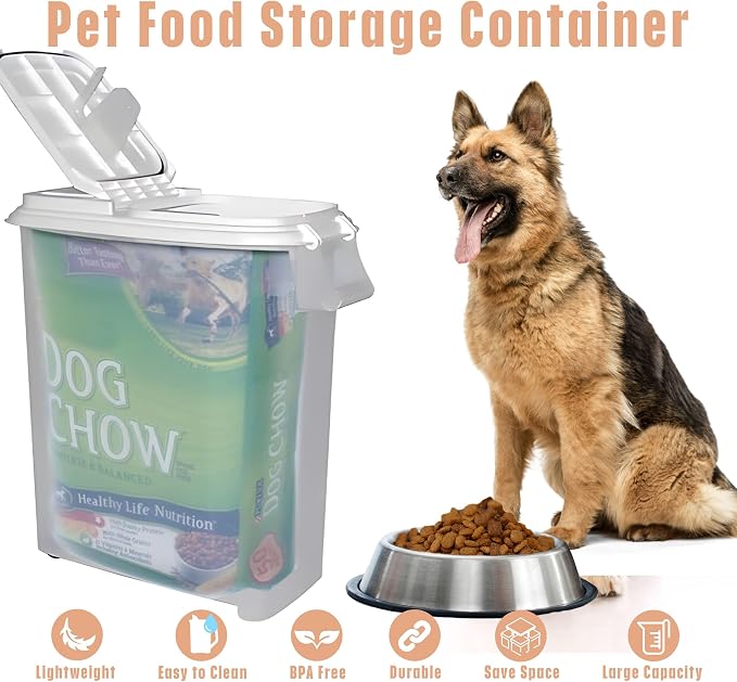 Buddeez Airtight Pet Food Storage Container - 50 QT Capacity Dog Food Storage Container - Cat Food Container, Bird Seed Storage Container, Rolling Storage Bin, Air Tight with White Lid - Image 4