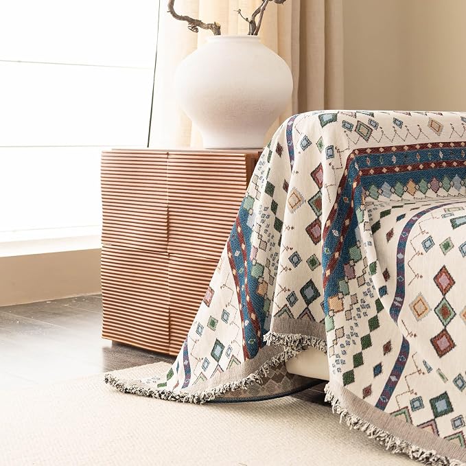 ROOMLIFE Couch Cover 3 Cushion Sofa, Washable Non Slip Furniture Sofa Protector Cover, Soft Chenille Sofa Slipcovers Sectional L Shape Dogs Couch Cover Throw Blanket with Tassels 71''X118'' - Image 5