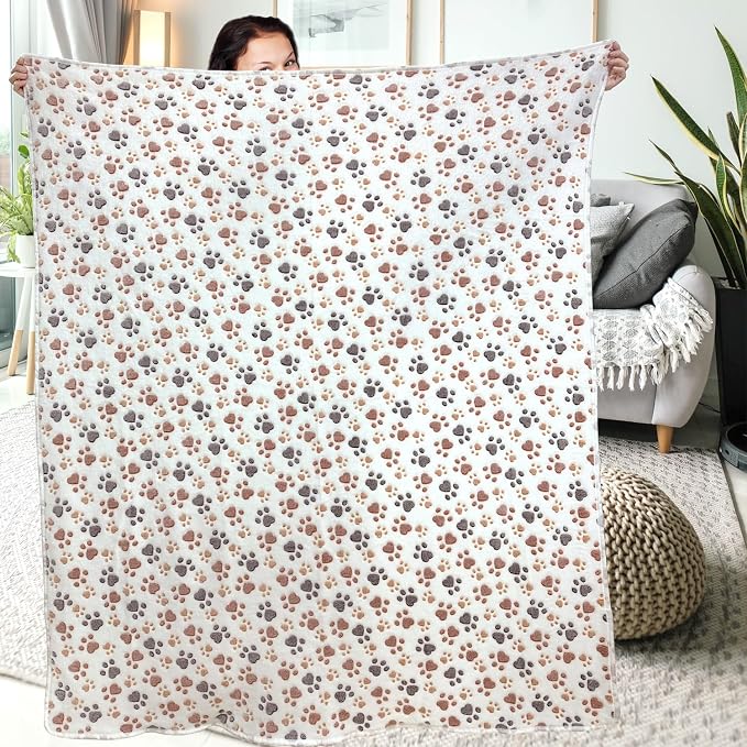Dog Blankets for Large Dogs, 3 Pcs Dog Blanket Washable, Soft Fluffy Flannel Pet Blanket Mat Cover for Bed Couch, Cute Print Puppy Blanket 60" x 50" - Image 6