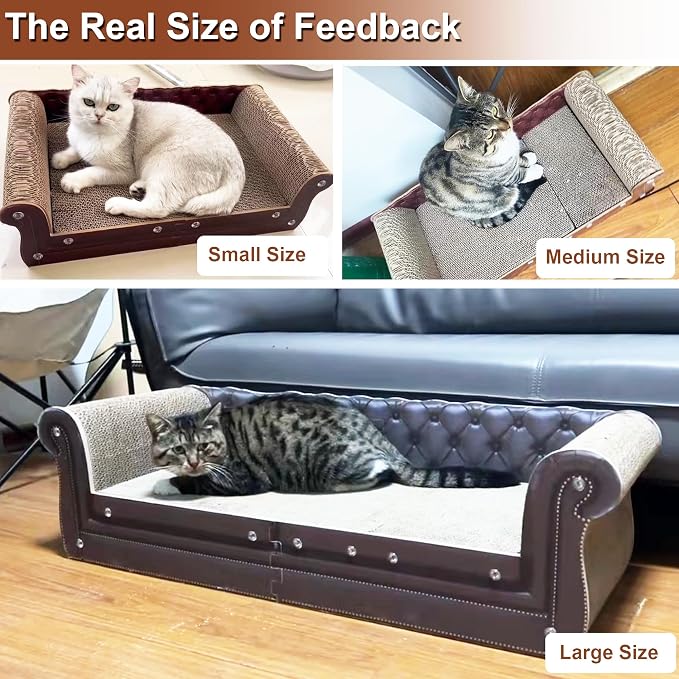 COOZMENT Scratching Sofa, Couch Shaped Thick Scratching Cardboard, Lounge Bed for Indoor Rest&Play, Sofa Scratcher Pad (Brown, 39.4" L X 14" W X 11" H) - Image 6