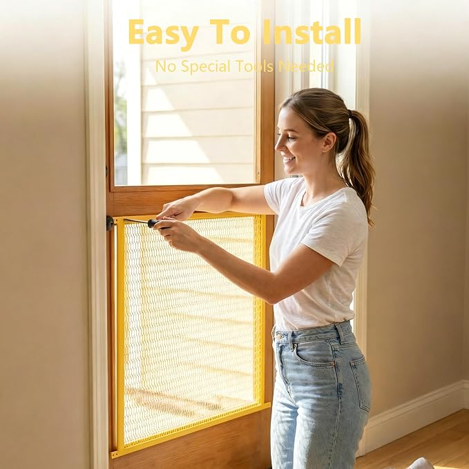 Guardian Steel Pet Grille Screen Door Protector for Dogs Pets Cats Scratch Protector Replacement RV Screen Door Guard Pet Proof Screen Door (Yellow, 36 Inch) - Image 7