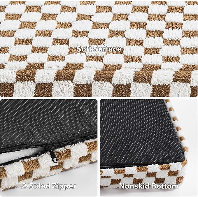 JOEJOY Dog Bed for Large Dogs, Large Orthopedic Dog Bed with Removable Washable Cover, Cute Modern Plush & Memory Egg Crate Foam Dog Bed, 36 x 27 inch, Brown - Image 7