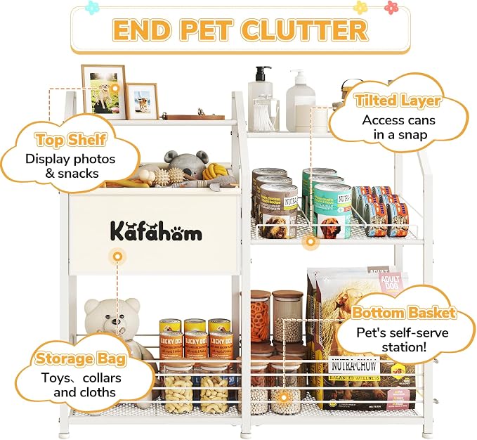 KAFAHOM Dog Toy Basket, Large Dog Toy Bin with Can Dispenser, Pet Toy box with Storage Shelf, Dog Stuff with Collar Leash Holder Rod, Ultimate Pet Furniture & Essentials, Dog Lover Gifts - Image 2